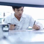 Technician working in LED factory